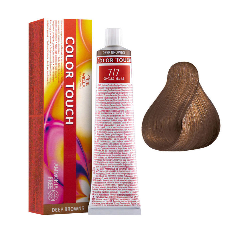 Tintes Wella sin amoniaco, color touch tinte semipermanente para el pelo, Deep Browns 7/7 60ml