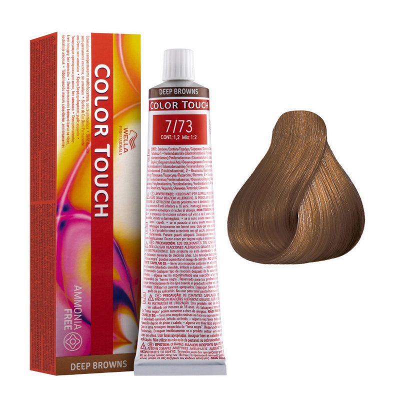 Tintes Wella sin amoniaco, color touch tinte semipermanente para el pelo, Deep Browns 7/73 60ml