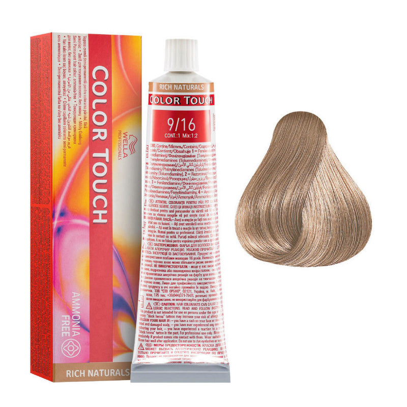 Tintes Wella sin amoniaco, color touch tinte semipermanente para el pelo, Rich Nat. 9/16 60ml