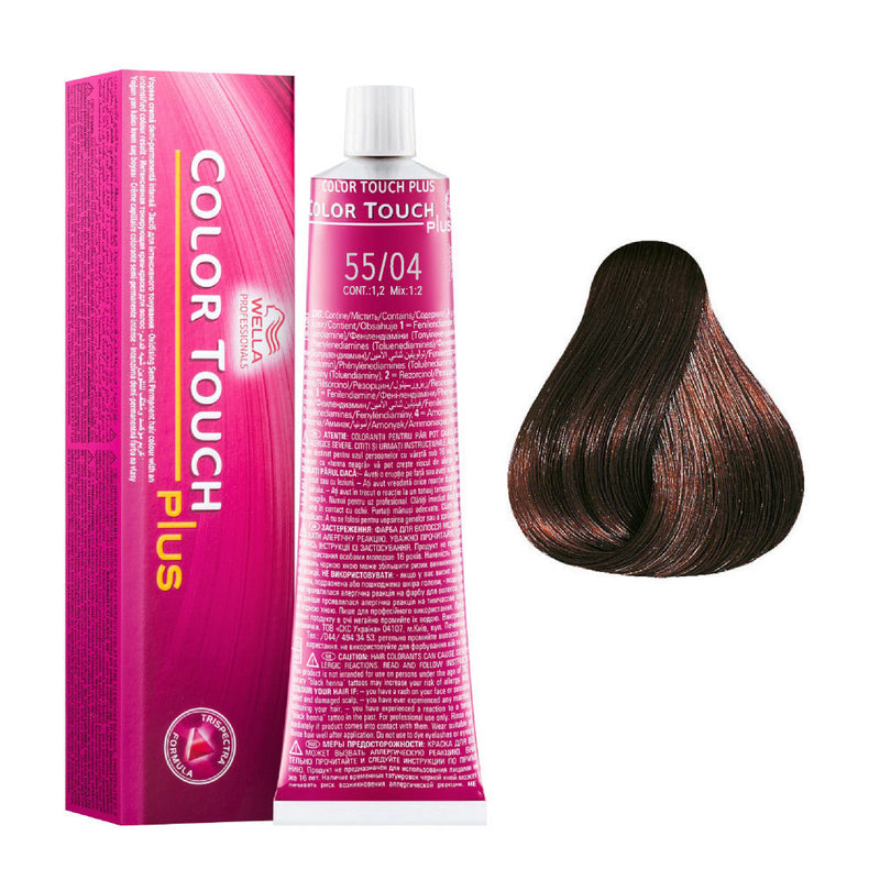 Tintes Wella sin amoniaco, color touch tinte semipermanente para el pelo, Plus 55/04 60ml