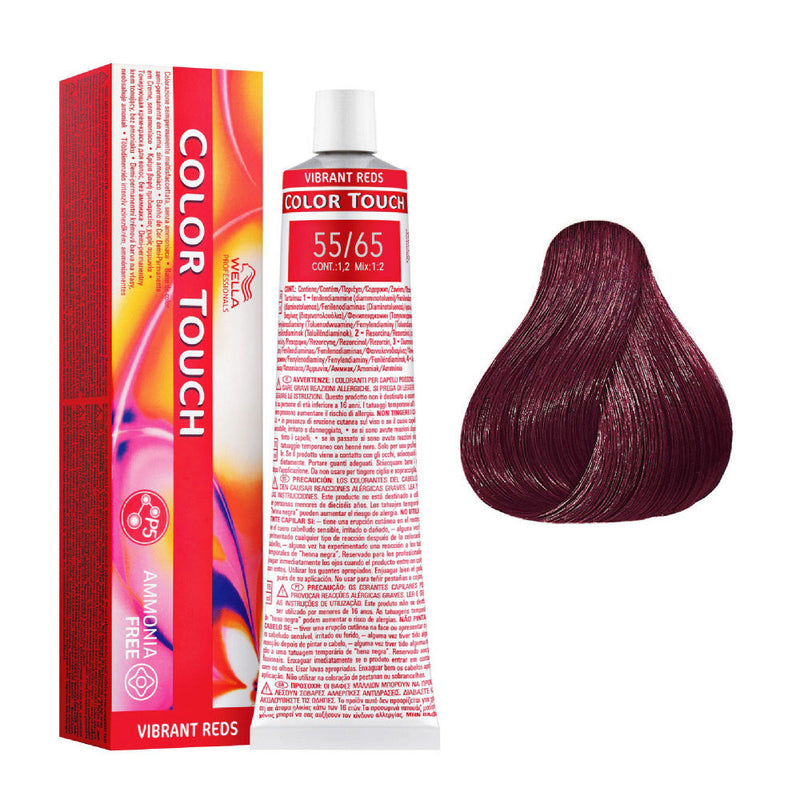 Tintes Wella sin amoniaco, color touch tinte semipermanente para el pelo, Vbrntrds P5 55/65 60ml