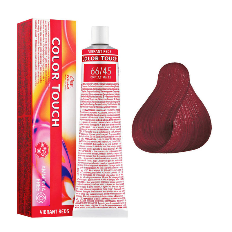 Tintes Wella sin amoniaco, color touch tinte semipermanente para el pelo, Vbrntrds P5 66/45 60ml