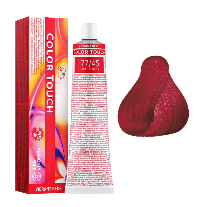 Tintes Wella sin amoniaco, color touch tinte semipermanente para el pelo, Vbrntrds P5 77/45 60ml