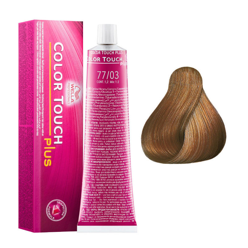 Tintes Wella sin amoniaco, color touch tinte semipermanente para el pelo, Plus 77/03 60ml