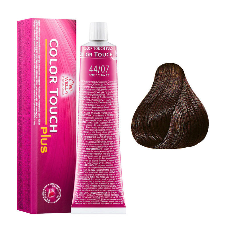 Tintes Wella sin amoniaco, color touch tinte semipermanente para el pelo, Plus 44/07 60ml