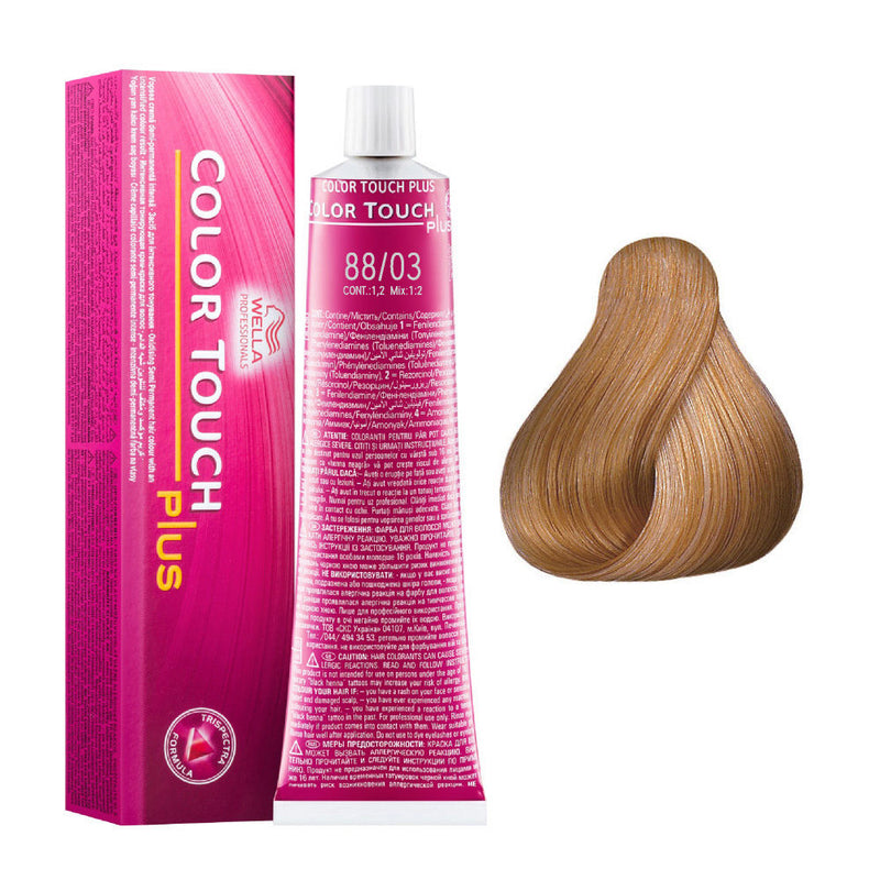 Tintes Wella sin amoniaco, color touch tinte semipermanente para el pelo, Plus 88/03 60ml