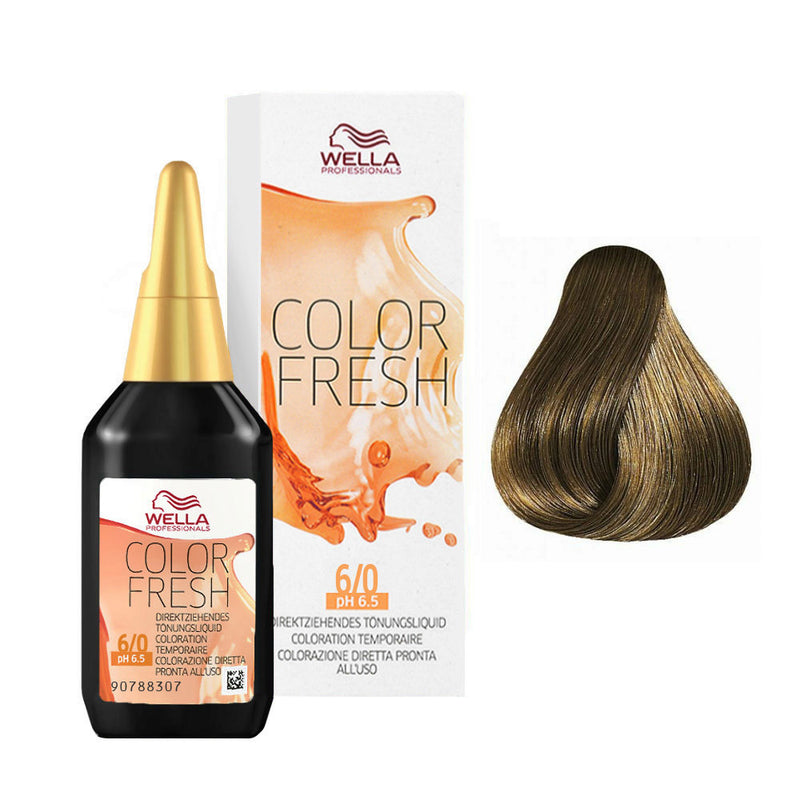 Wella color fresh ph 6.5 coloracion semi permanente, 6/0 75ML