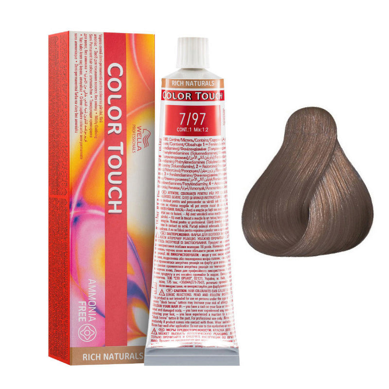 Tintes Wella sin amoniaco, color touch tinte semipermanente para el pelo, _Rich_Nat_7/97_60ml