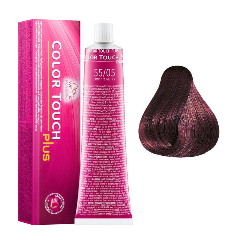 Tintes Wella sin amoniaco, color touch tinte semipermanente para el pelo, Plus 55/05 60ml