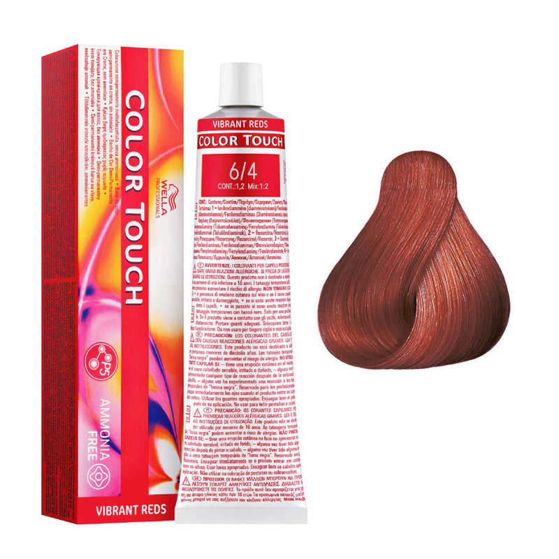 Tintes Wella sin amoniaco, color touch tinte semipermanente para el pelo, Vibrant Reds 6/4 60ml