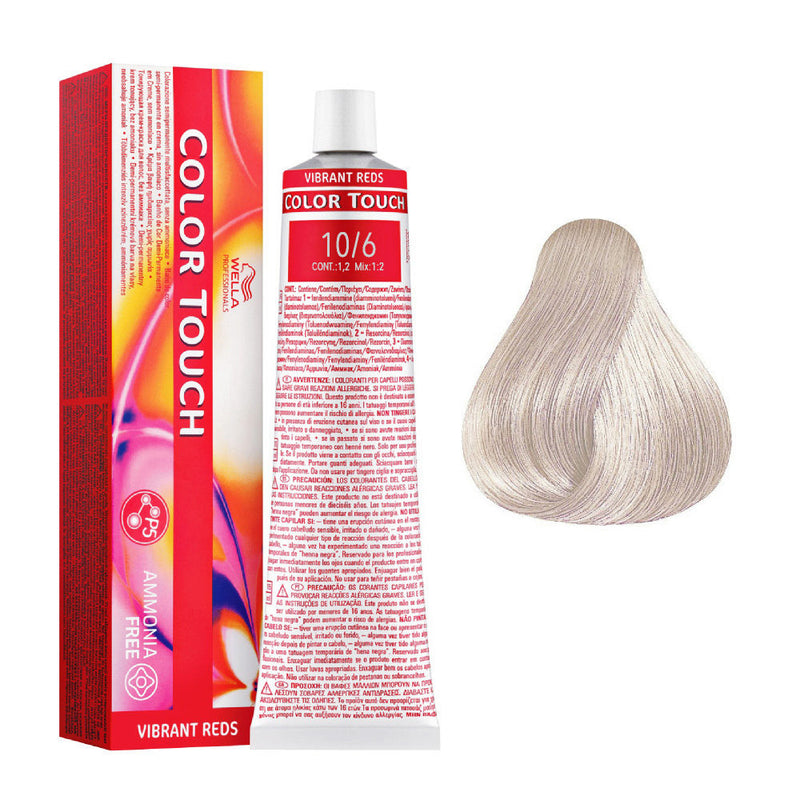 Tintes Wella sin amoniaco, color touch tinte semipermanente para el pelo, Vibrant Reds 10/6 60ml