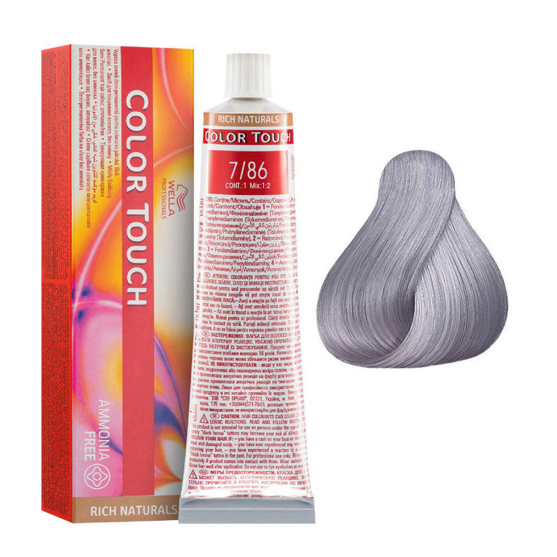 Tintes Wella sin amoniaco, color touch tinte semipermanente para el pelo, Rich Nat 7/86 60ml