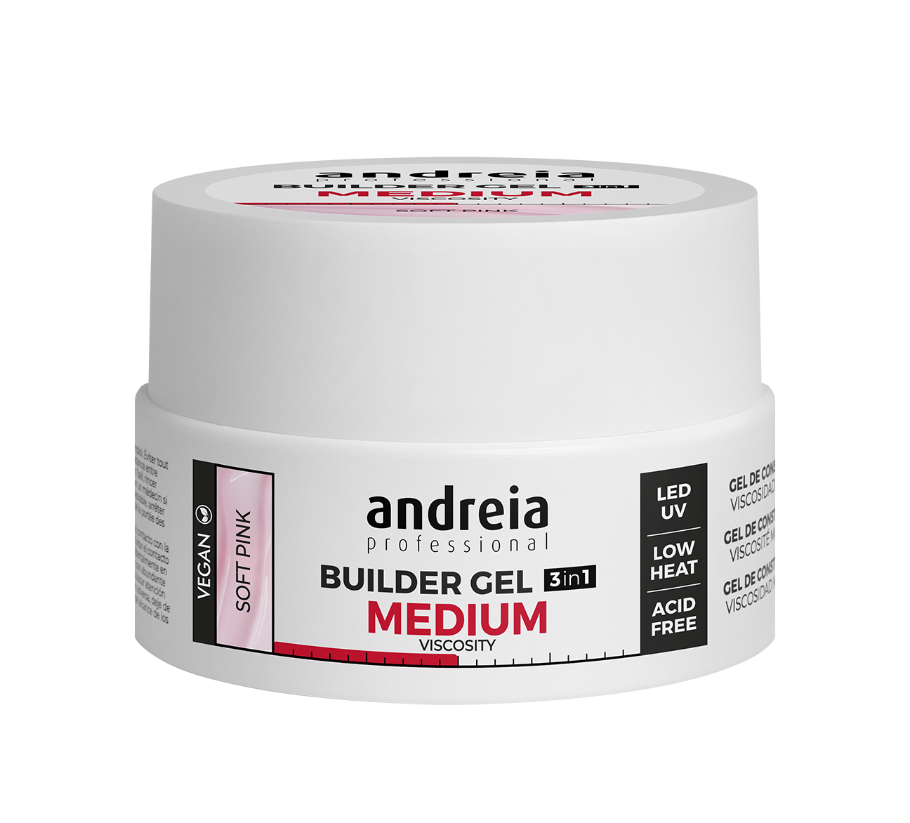 Andreia esmaltes builder gel medium viscosity -  viscosidad media 22 gr. Soft pink