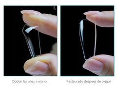 Tips uña completa acrílica transparente técnica "Push easy" nail tips 60 unidades