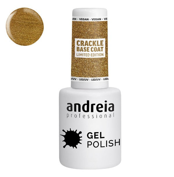 Andreia gel polish crackle effect base para uñas 15ml,  base dorada