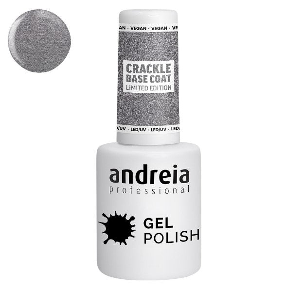 Andreia gel polish crackle effect base para uñas 15ml,  base plateada