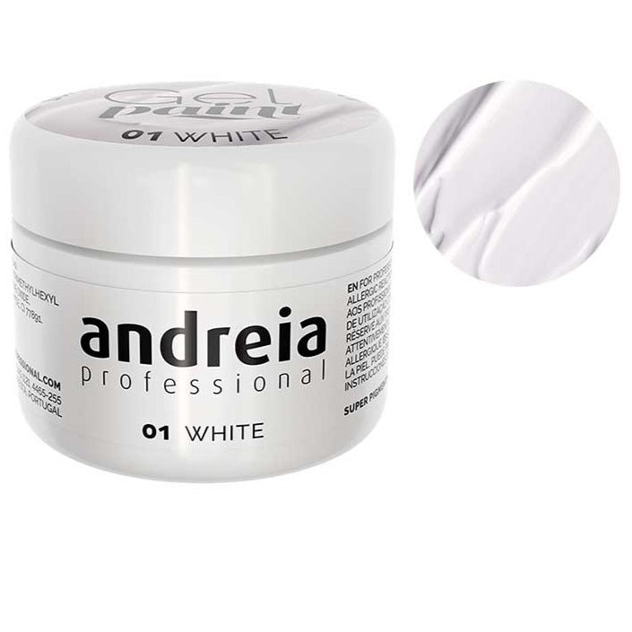 Andreia gel paint - gel de pintura para decorar uñas 4gr 01 white