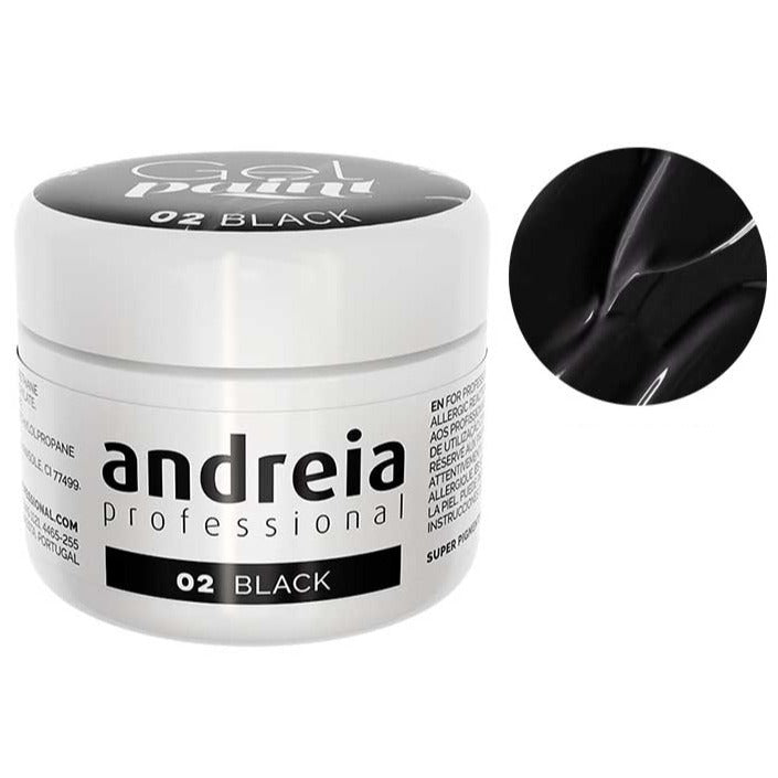 Andreia gel paint - gel de pintura para decorar uñas 4gr 02 black