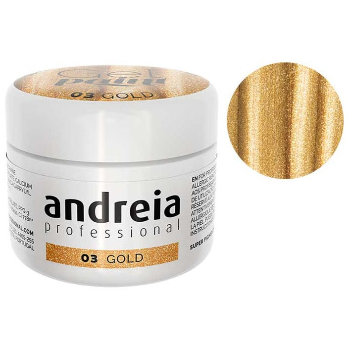 Andreia gel paint - gel de pintura para decorar uñas 4gr 03 gold