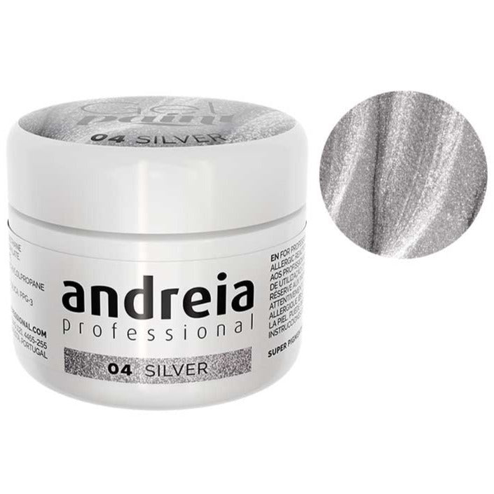 Andreia gel paint - gel de pintura para decorar uñas 4gr 04 silver