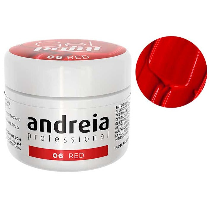 Andreia gel paint - gel de pintura para decorar uñas 4gr 06 red