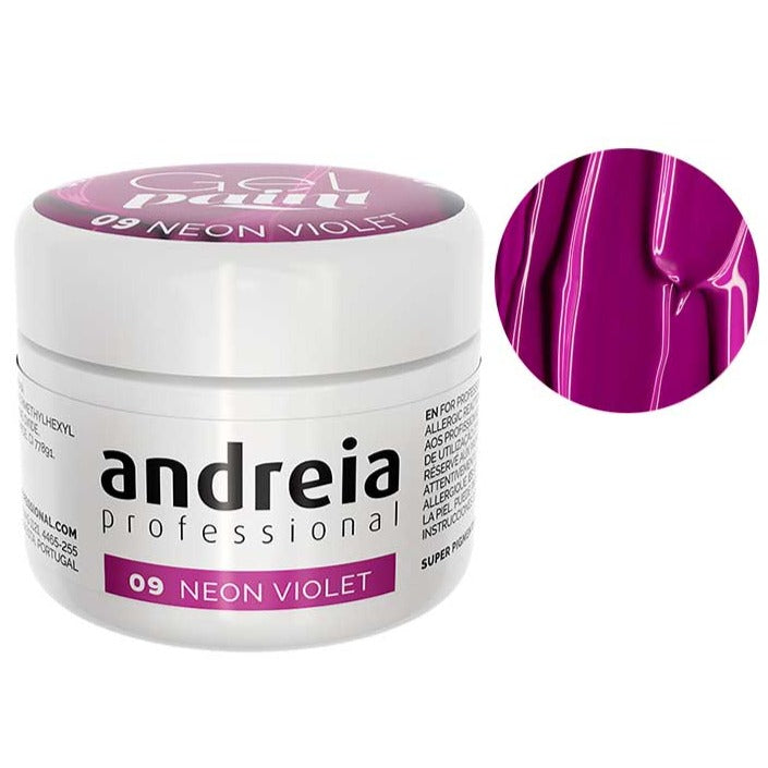 Andreia gel paint - gel de pintura para decorar uñas 4gr 09 neon violet