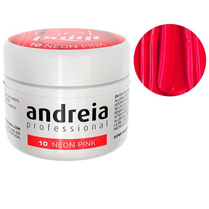 Andreia gel paint - gel de pintura para decorar uñas 4gr 10 neon pink