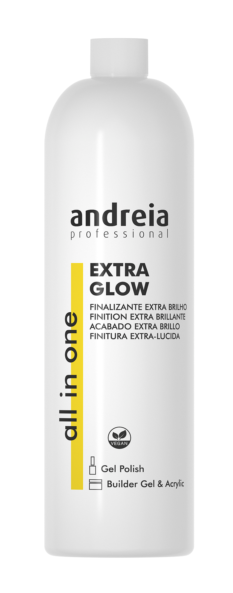 Andreia esmaltes extra glow finalizador con brillo - 100% vegano 1000ml