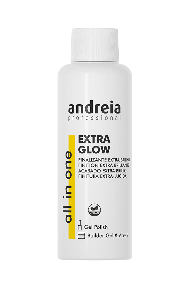 Andreia esmaltes extra glow finalizador con brillo - 100% vegano 100ml