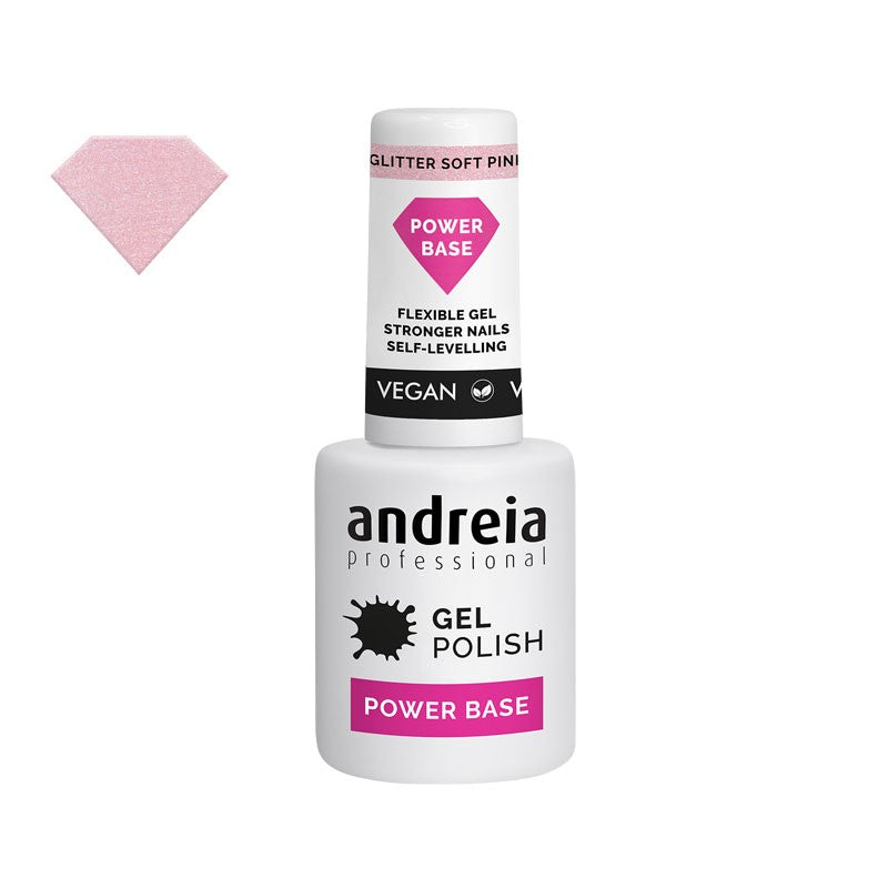 Andreia Alta Viscosidad Power Base Glitter Soft Pink 10.5Ml