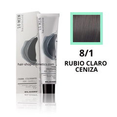 Tinte elgon profesional Haircolor Línea 10 min, Cenizas  8/1 RUBIO CLARO CENIZA, coloración permamente 60 ml