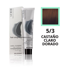 Tinte elgon profesional Haircolor Línea 10 min, Dorados  5/3 CASTAÑO CLARO DORADO, coloración permamente 60 ml
