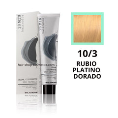 Tinte elgon profesional Haircolor Línea 10 min, Dorados  10/3 RUBIO PLATINO DORADO, coloración permamente 60 ml
