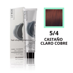 Tinte elgon profesional Haircolor Línea 10 min, Cobres  5/4 CASTAÑO CLARO COBRE, coloración permamente 60 ml