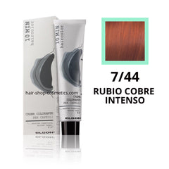 Tinte elgon profesional Haircolor Línea 10 min, Cobres  7/44 RUBIO COBRE INTENSO, coloración permamente 60 ml