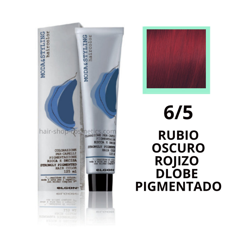 Tinte elgon profesional moda styling, Rojos 6/5 RUBIO OSCURO ROJIZO DOBLE PIGMENTO 125 ml