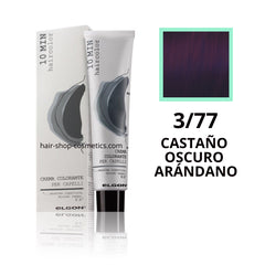 Tinte elgon profesional Haircolor Línea 10 min, Violetas  3/77 CASTAÑO OSCURO ARÁNDANO, coloración permamente 60 ml