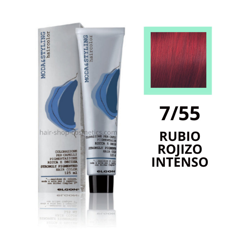 Tinte elgon profesional moda styling, Rojos 7/55 RUBIO ROJIZO INTENSO 125 ml