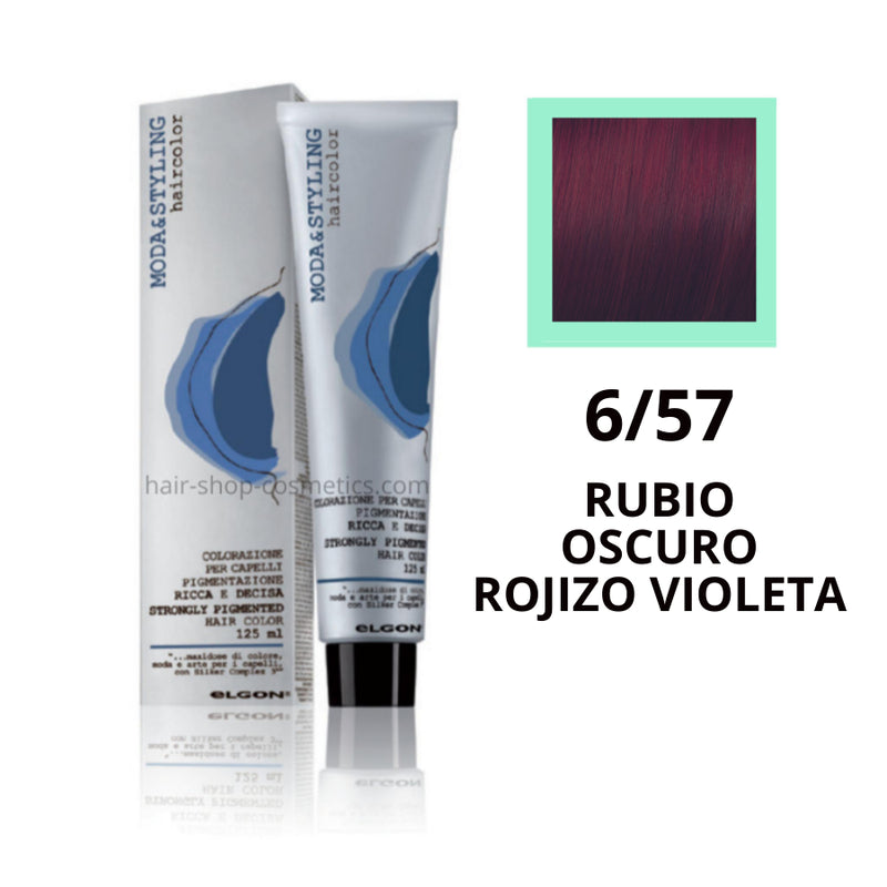 Tinte elgon profesional moda styling, Caoba y violetas 6/57 RUBIO OSCURO ROJIZO VIOLETA 125 ml