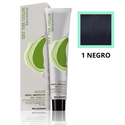 1 Negro, Tinte elgon sin amoniaco  profesional Get the color Dolce, coloración permanente, 100 ml