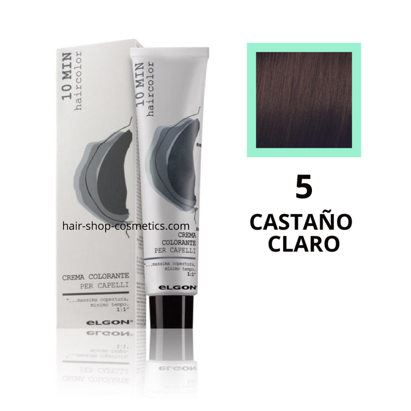 Tinte elgon profesional Haircolor Línea 10 min, Naturales  5 CASTAÑO CLARO, coloración permamente 60 ml