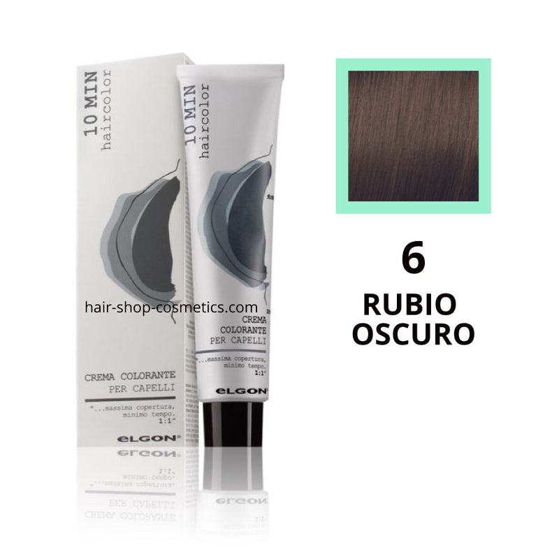 Tinte elgon profesional Haircolor Línea 10 min, Naturales  6 RUBIO OSCURO, coloración permamente 60 ml