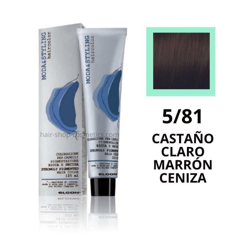 Tinte elgon profesional moda styling, Marrones ceniza 5/81 CASTAÑO CLARO MARRÓN CENIZA 125 ml