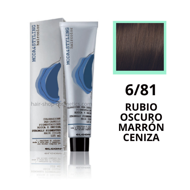 Tinte elgon profesional moda styling, Marrones ceniza 6/81 RUBIO OSCURO MARRÓN CENIZA 125 ml