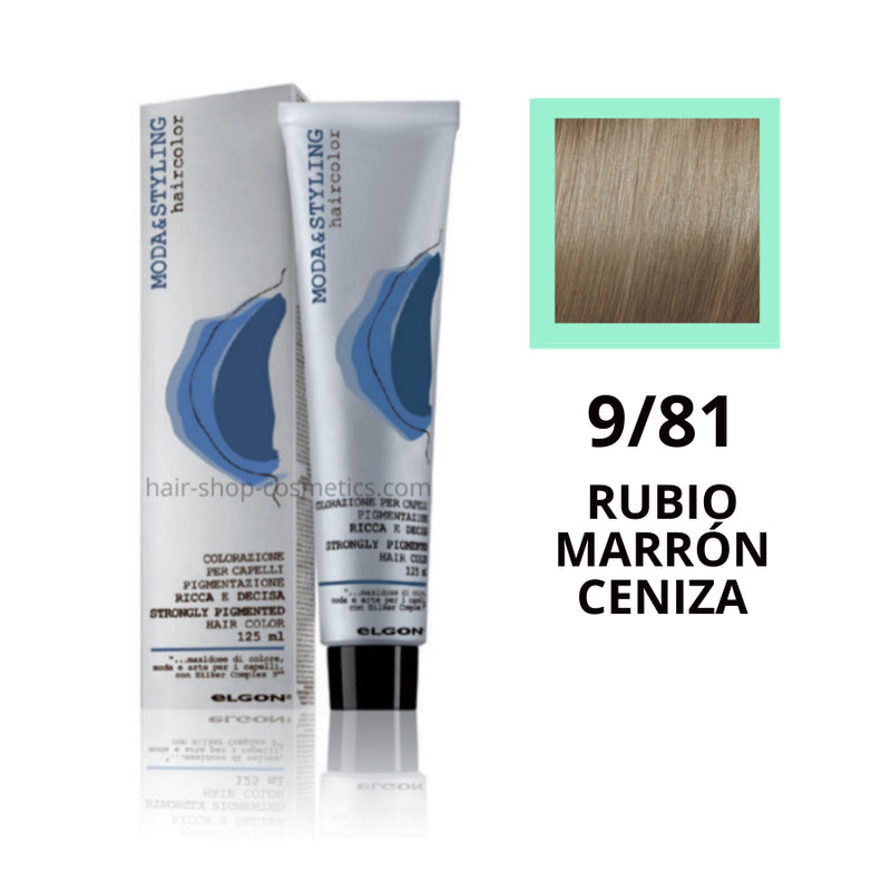 Tinte elgon profesional moda styling, Marrones ceniza 9/81 RUBIO CLARÍSIMO MARRÓN CENIZA 125 ml