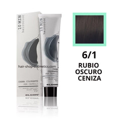 Tinte elgon profesional Haircolor Línea 10 min, Cenizas  6/1 RUBIO OSCURO CENIZA, coloración permamente 60 ml