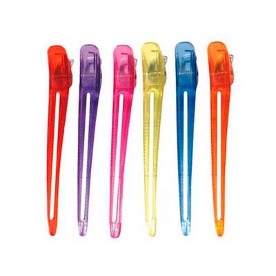 PINZAS GRANDES METAL Y PLÁSTICO - VARIOS COLORES 6 UNIDADES 12CM EUROSTIL - Hair shop