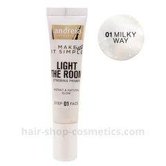 Andreia maquillaje, LIGHT THE ROOM - Strobing Primer - 01, Iluminador y base 14ml 01 milky way